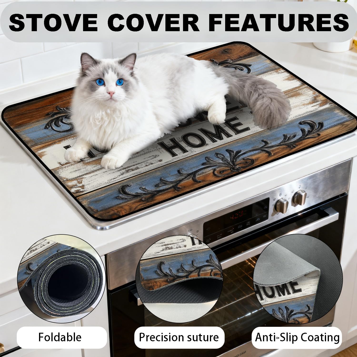 28 X 20 Electric Stove Top Cover — Multi-functional Protector, Perfect for Countertops, Stovetops, and Washing Machine Tops, A Decorative Kitchen Protector