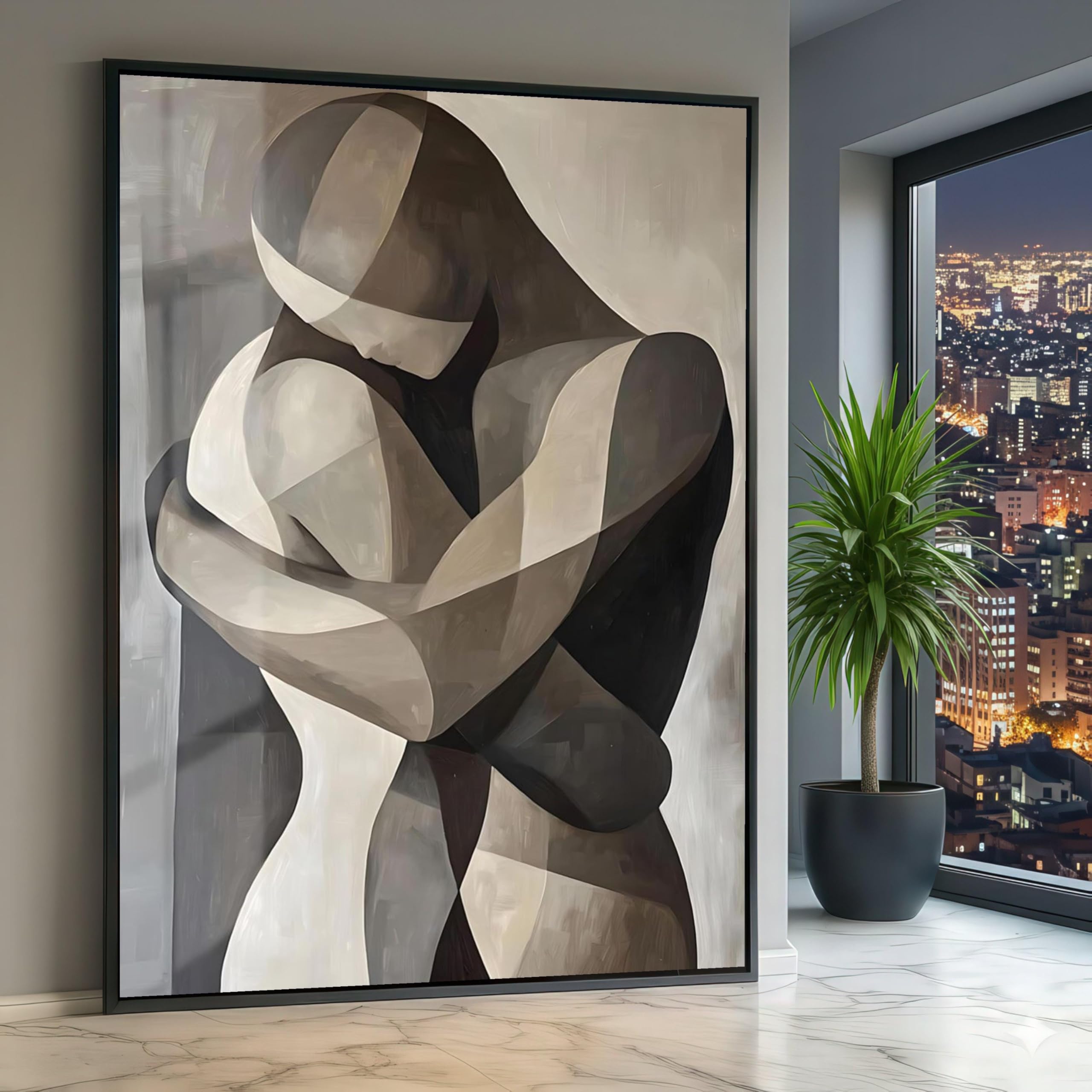 Tableau abstrait sur toile Étreinte design géométrique 60x80cm - 8