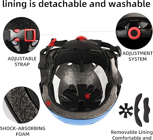 Miniatura 4 de CELOID Casco de bicicleta para niños, cascos de patineta para niños de 2 a 3 a 5 a 8 a 14 años, ajustable, multideporte, bicicleta, patinaje,