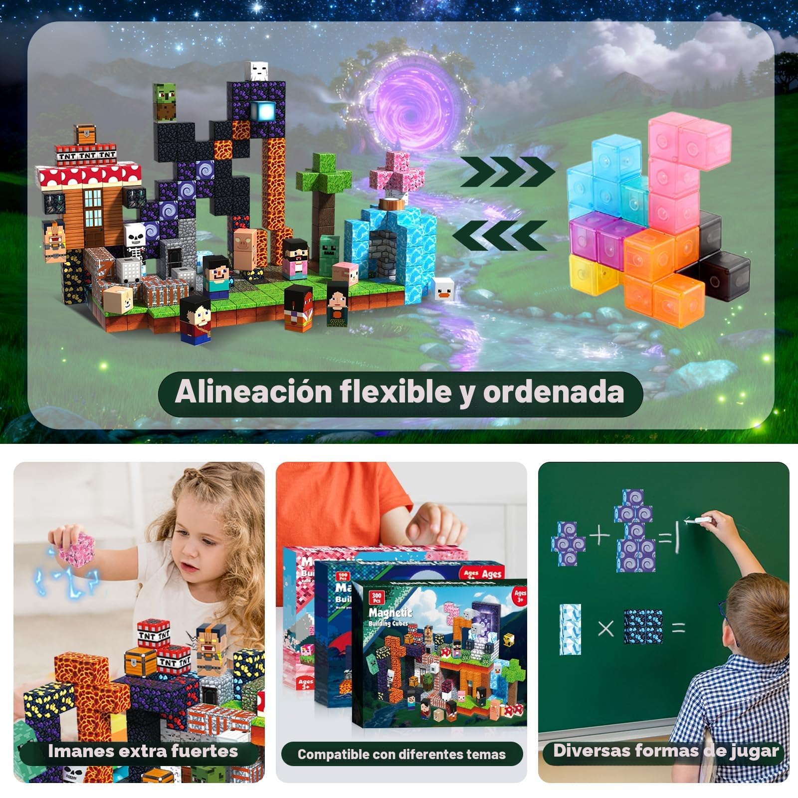 Magneverse Bloques Magneticos Construccion Niños 300 Piezas - Construye Tu Aventura en Equipo y Vive Misiones Creativas, Juguete Magnético de Construcción Educativo Regalo para Niños 4-12 Años