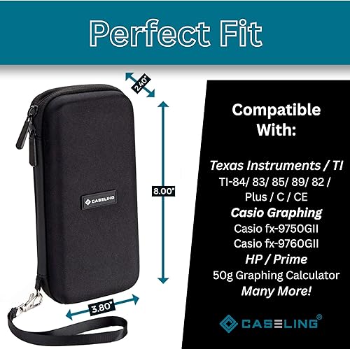 Miniatura 2 de Funda para calculadora gráfica, bolsa de almacenamiento, funda dura para transporte, color negro, Negro todo