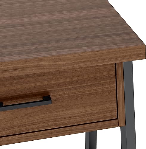 Miniatura 259 de SIMPLIHOME Sawhorse - Mesita de noche de madera maciza de 24 pulgadas de ancho, moderna, industrial, color gris envejecido, para sala de estar y