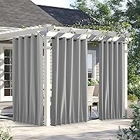 Vista 81 de NICETOWN - 2 paneles de cortinas para exteriores impermeables extra largas de 108 pulgadas para patio, a prueba de viento, ojales en la parte