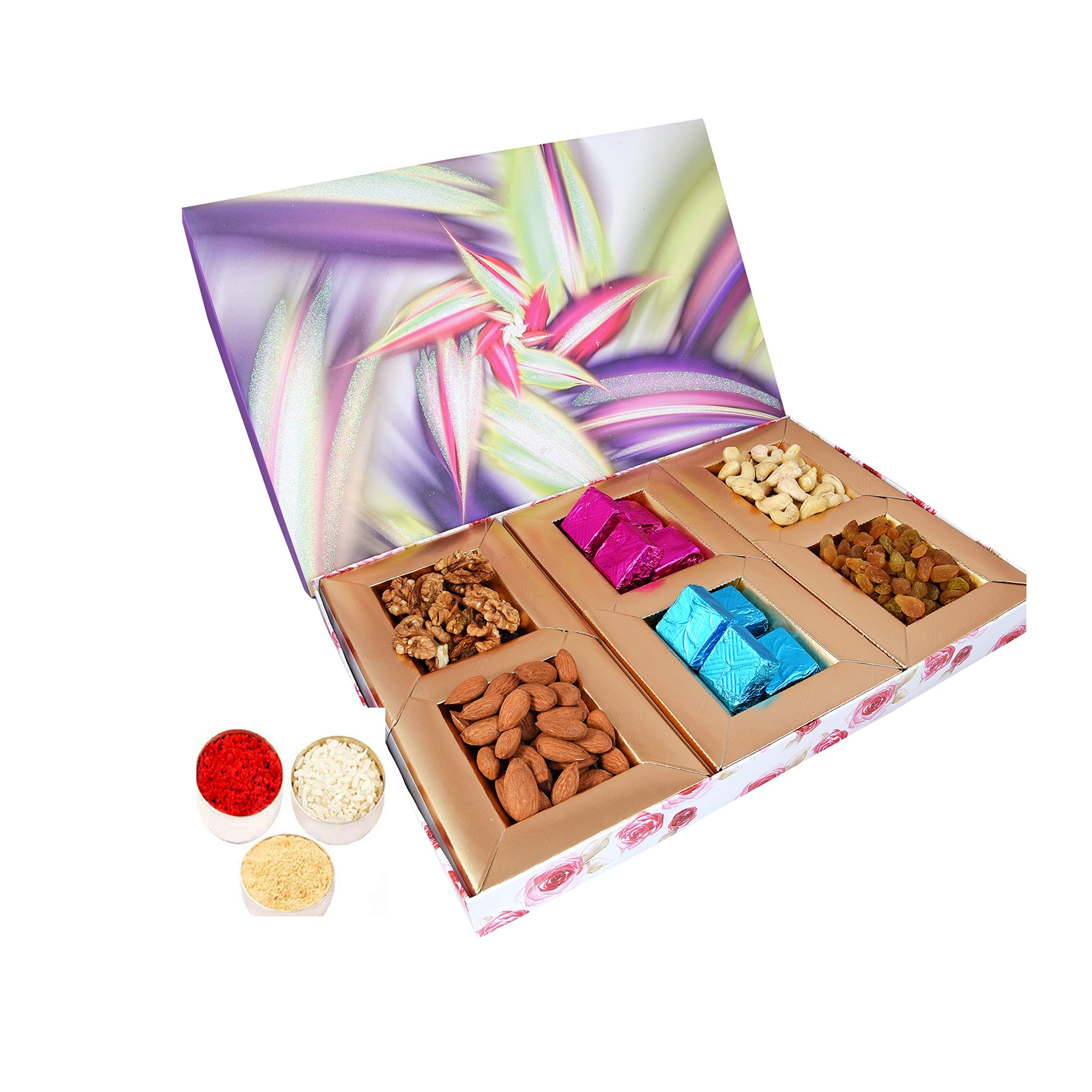 MANTOUSS Bhaiya Dooj/Bhai dooj Special Premium Dry Fruit and Delicious Chocolate Combo-Cashew,Almond,Walnut and Raisin (50gms Each)+10 Pieces of Chocolate,300 GMS + Free Roli, Chawal and Chandan (B07YYJB89K) Amazon Price History, Amazon Price Tracker