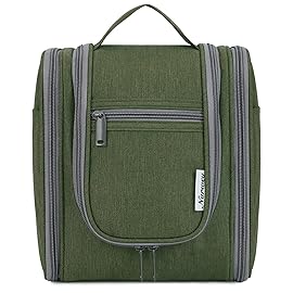 Narwey Small Hanging Travel Toiletry Bag Cosmetic Make up Organizer for Women and Men (Medium, Army Green)