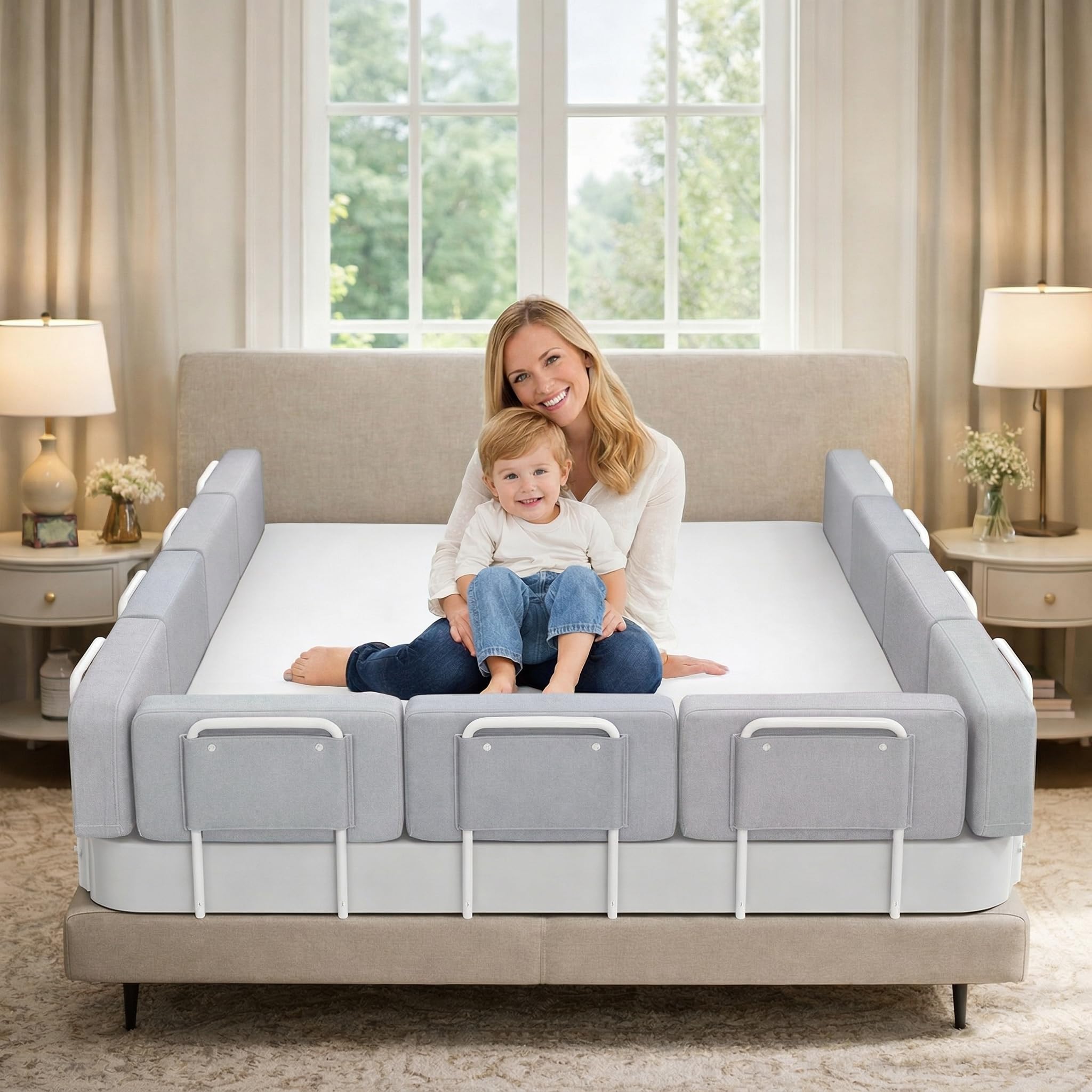 Barrière de Lit Bébé Rembourrée 60 Cm, Protection Anti-Chute pour Enfant, Barrière de Sécurité Douce en Tissu, Garde-Corps de Lit Stable et Confortable pour Bébé et Tout-Petits, Gris