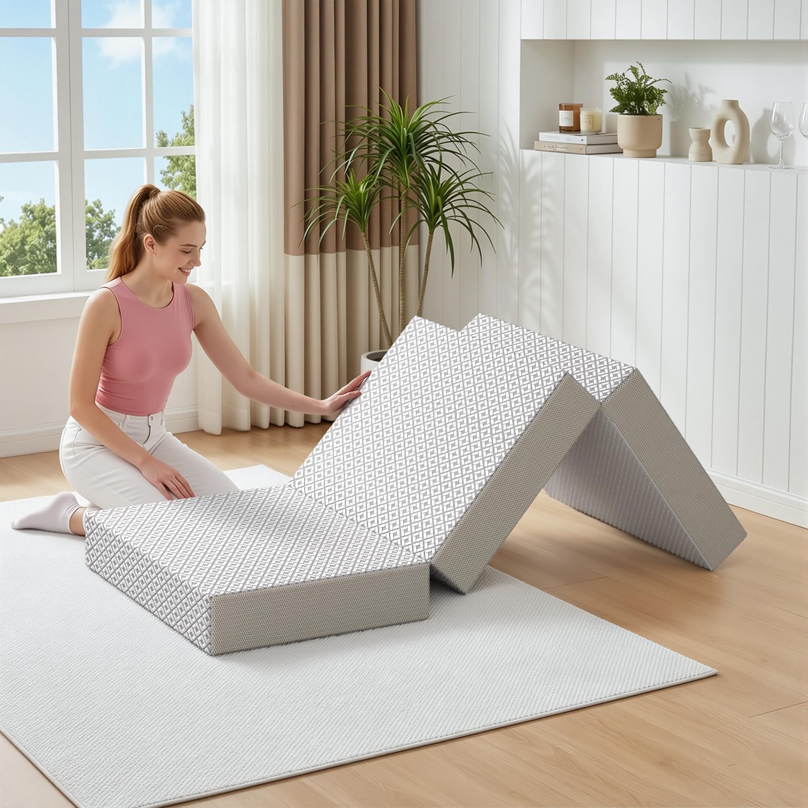 Warmiehomy Single Folding Mattress Tri-Fold Memory Foam Portable Pad