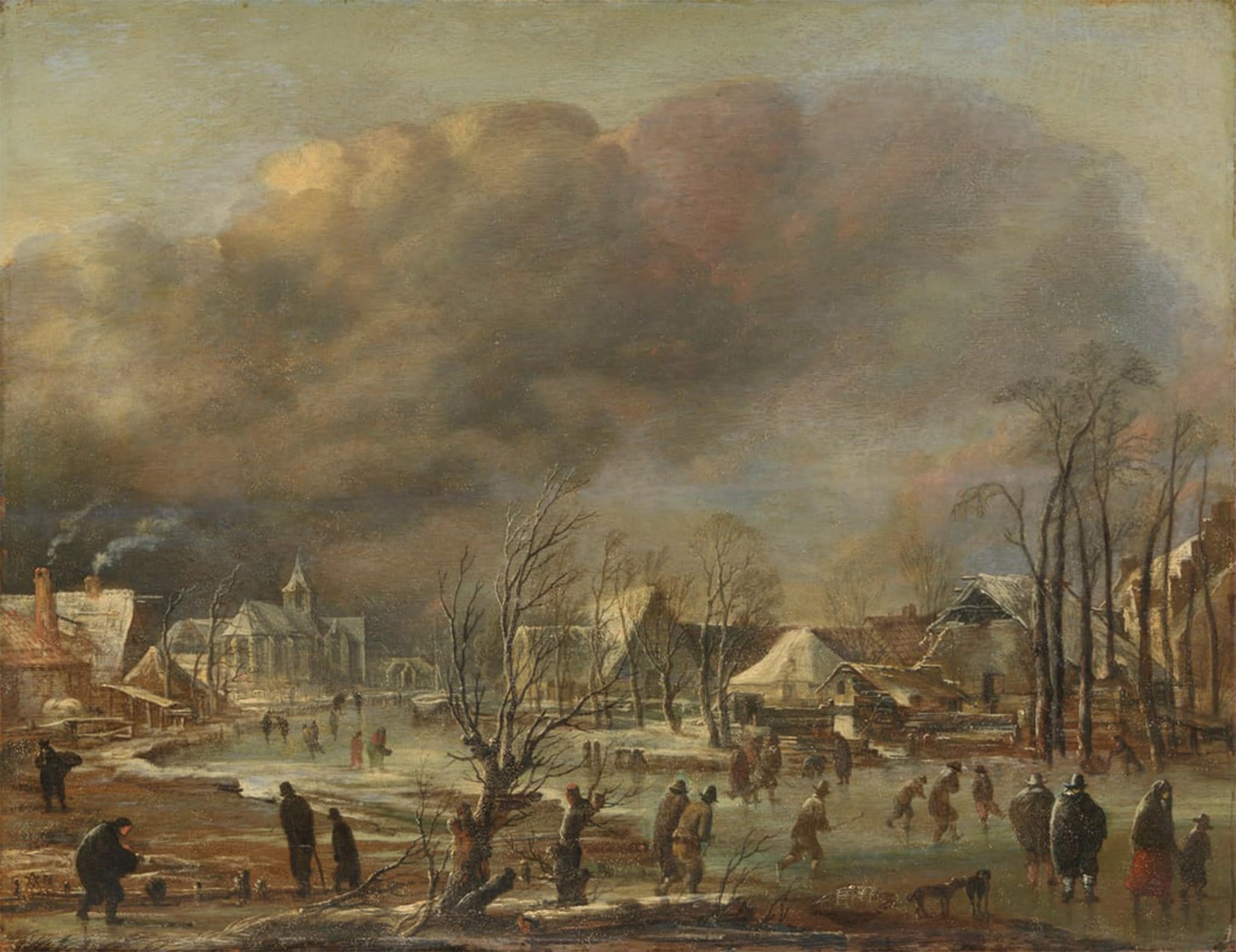 SERENDIPITP Vintage Wall Art Canvas Nordic Poster Canvas Print Picture Snowfall on a Village Beside a Canal by Aert Van Der Neer Wall Art Poster for Home Decor 60x90cm