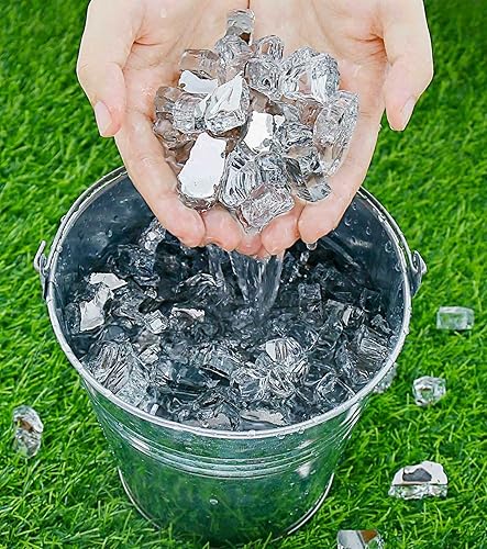 Miniatura 4 de GRISUN Vidrio de fuego ultra blanco de 30 libras para hoguera, rocas de vidrio templado reflectante de 12 pulgada de alto brillo para chimenea