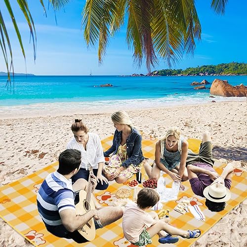 Miniatura 4 de TEASTAR Manta de playa sin arena, impermeable, a prueba de arena, ligera, a prueba de agua, manta de picnic extra grande para viajes, hierba, playa,