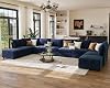 ABCASA 198.6 Oversized Modular Sectional Sofa, U Shaped Convertible Couch with Movable Ottoman, Large 10 Seats Corner Couches for Living Room Deep Seat Blue Chenille
