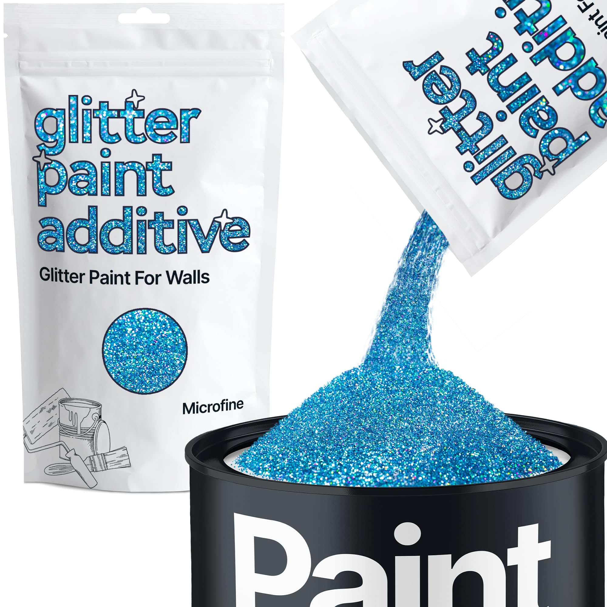 Hemway Ocean Blue Glitter Holographic peinture additif Microfin 1/256" 0.1mm pour l'émulsion Peintures à l'eau - Intérieur et Extérieur Mur, Plafond, bois, vernis, Matt, Gloss- 100 g / 3,5 oz