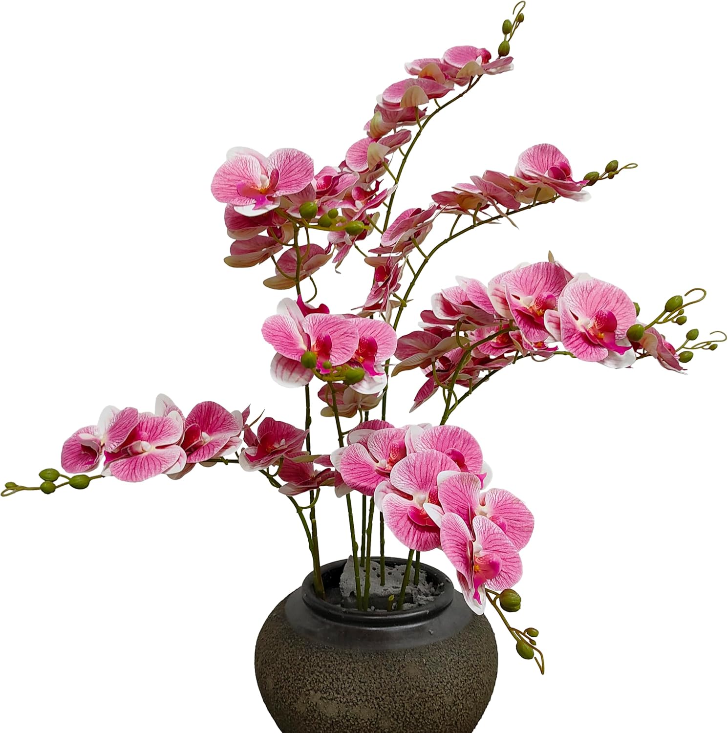 ATFL 8 Pack Purple Orchid Artificial Flowers Real Touch, 32'' Artificial Fake Faux Silk Orchid Stem Bouquets for Wedding Party Home Garden Decor,Orquideas Artificiales para Decora (excluding The Pot)