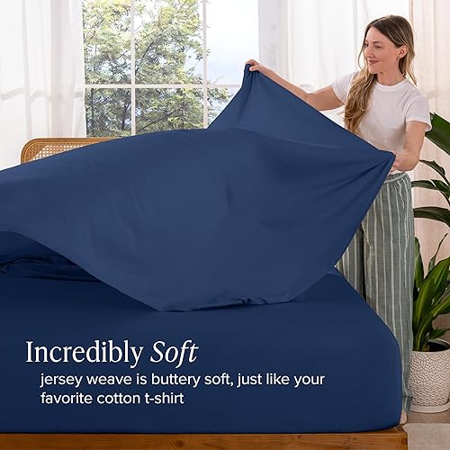 Vista 20 de Bare Home Juego de sábanas 100% algodón orgánico, ultra suave, 100% algodón, juego de sábanas y fundas de almohada, sábanas de bolsillo profundo