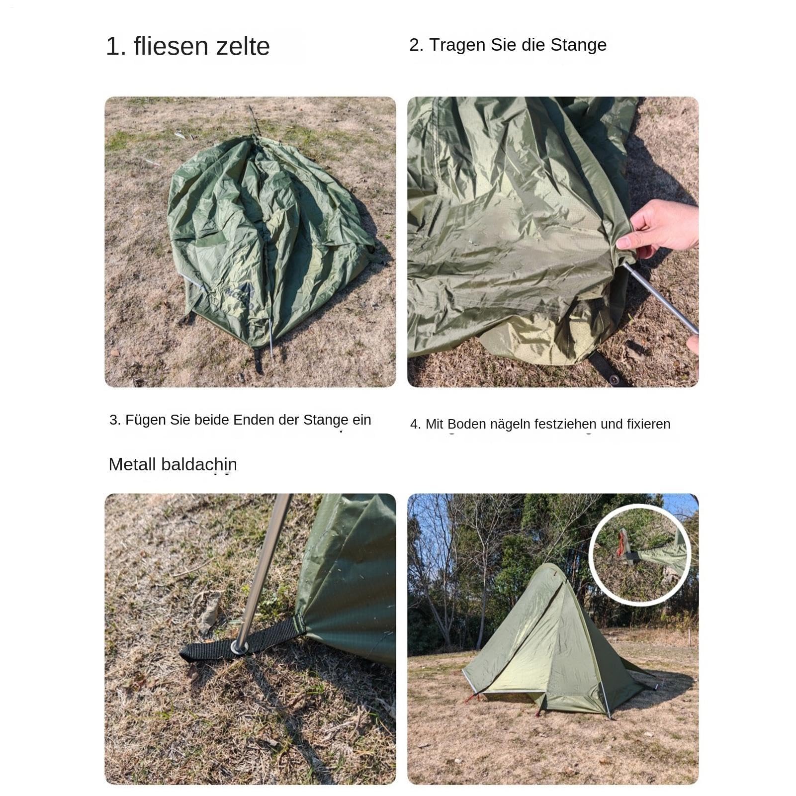 1-osobowy namiot tunelowy, ultralekki, z aluminiowym stelażem, wodoszczelny namiot trekkingowy z przedsionkiem i oknami, odporny na burzę namiot jednoosobowy do aktywności na świeżym powietrzu, na