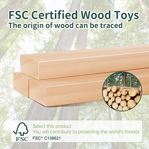 Miniatura 4 de Juego de tren de madera juguetes espaciales, juego de pistas de tren de madera, 39 piezas, estación espacial de tren base Mars Explore con cohete y