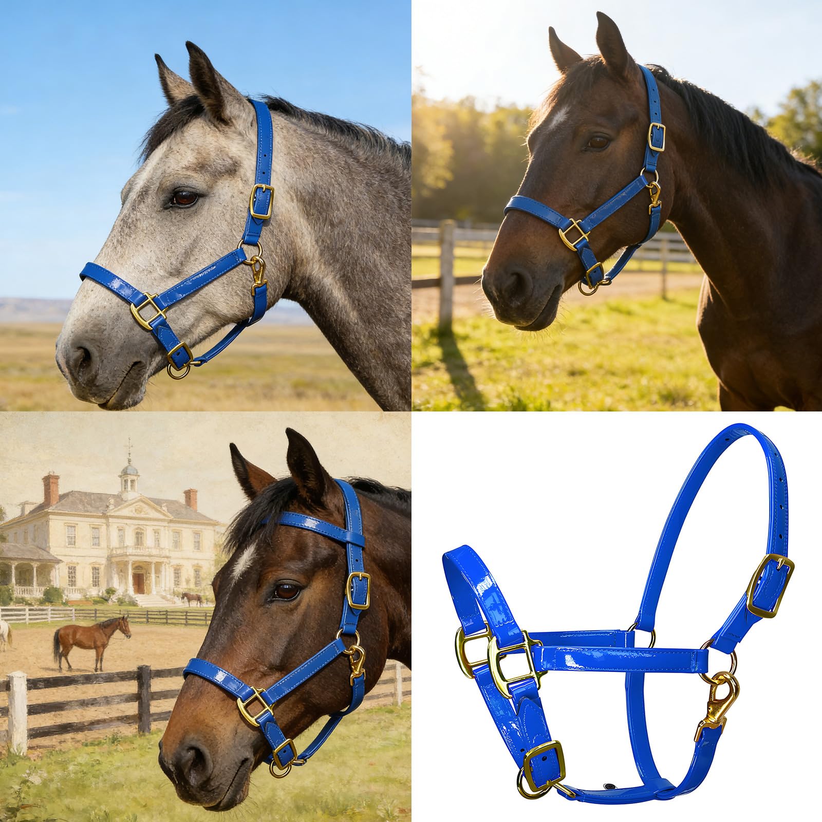 Briglia per cavalli da equitazione senza odore, con fibbie dorate, superficie liscia in pelle morbida per una pulizia senza sforzo Testiera a cavallo