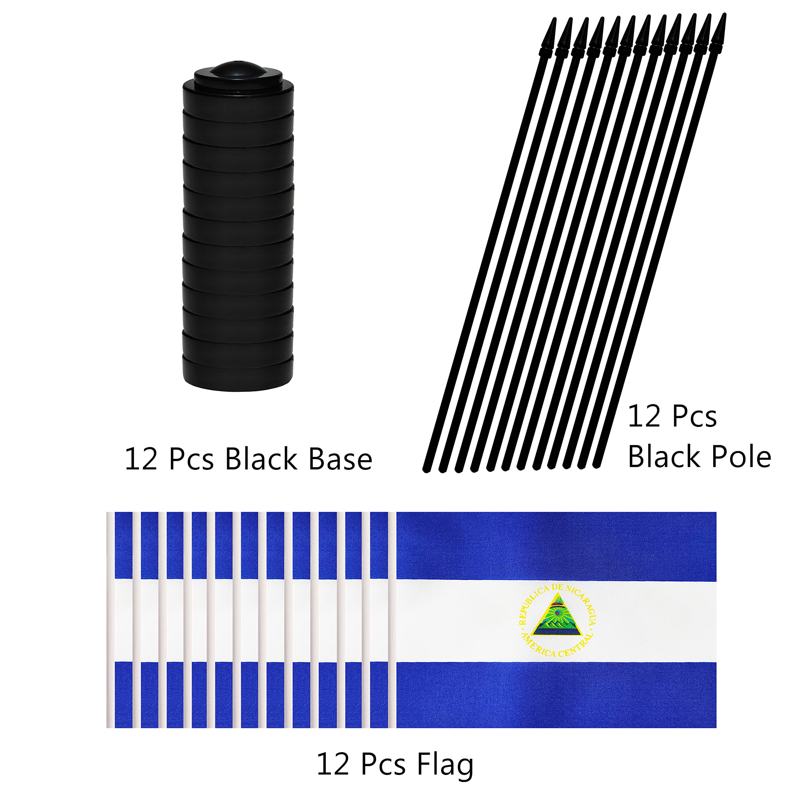 12-Pack Nicaragua Country Desk Flags - Small Miniature Flags For Office, Classroom, Or Events - View #6