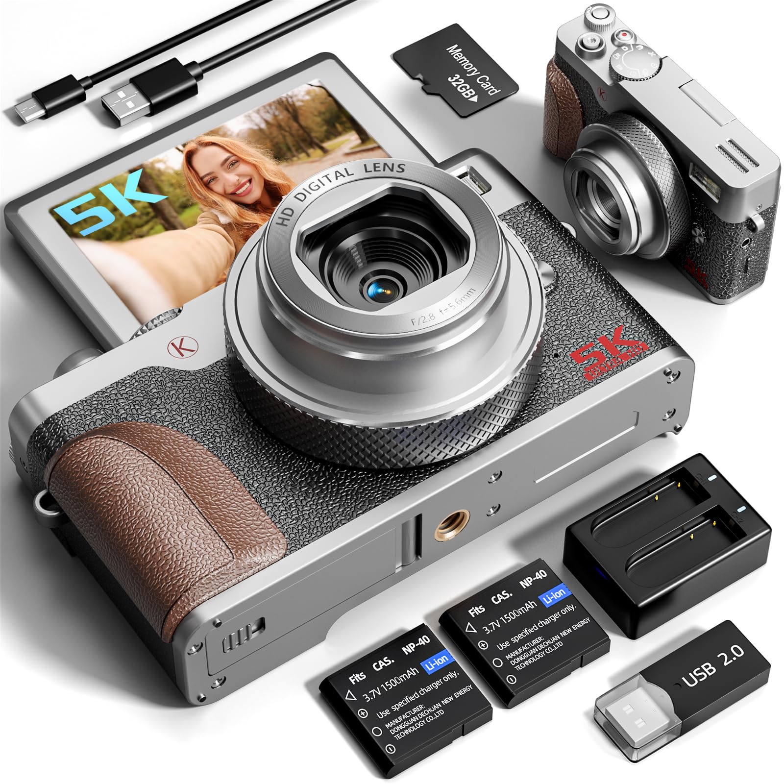 Amazon | 写真用64MPデジタルカメラ、5Kオートフォーカスデジタル