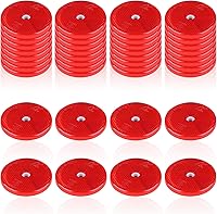 Kingdder 32 Pack Red Round Safety Reflectors for Driveway Fence Trailers Boats - Waterproof Highly Reflective with Center Holes