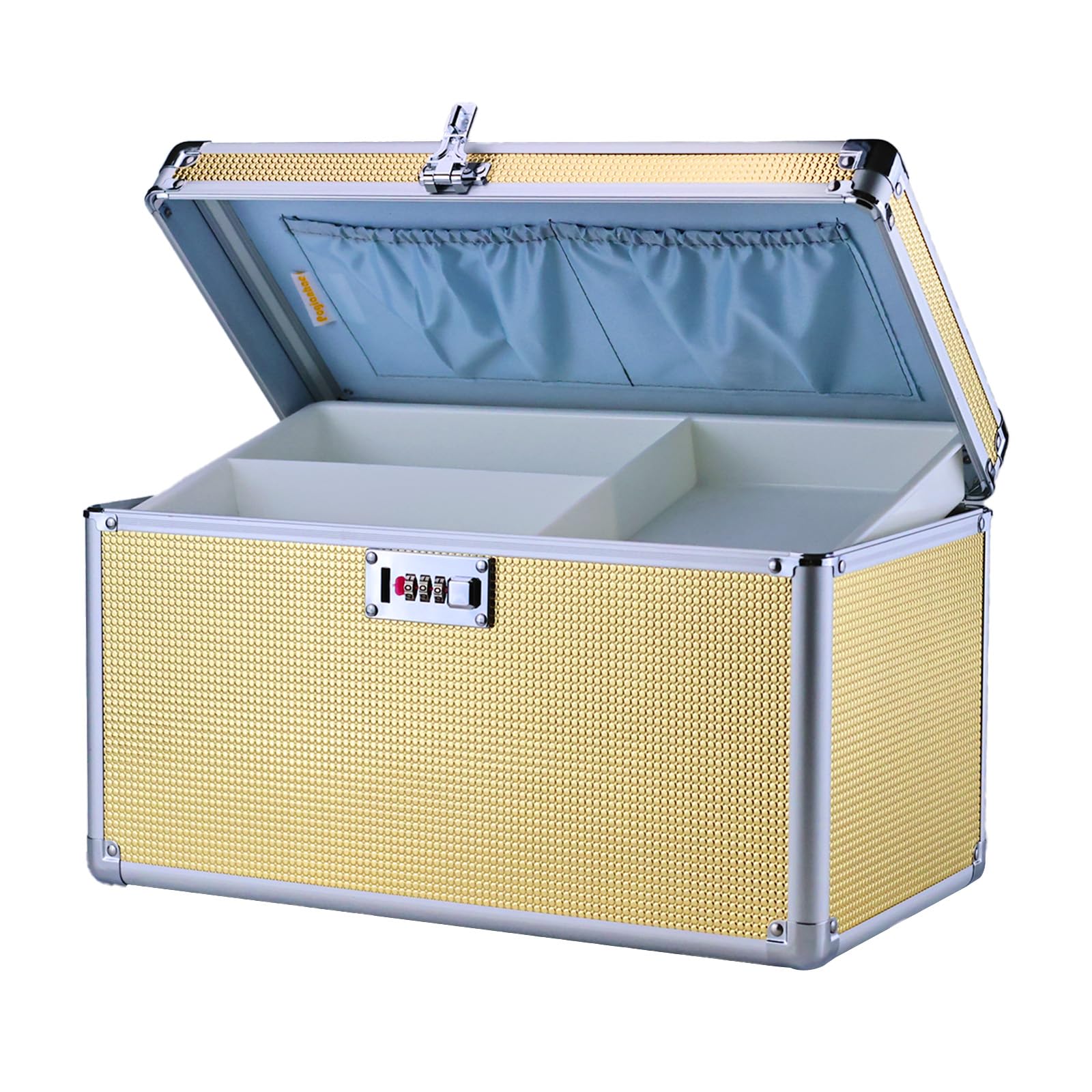 Pogianhae Combination Lock Storage Box with Handle – Multipurpose Locking Case for Home & Outdoor Use, Secure Storage for Accessories, Medicine, Cosmetics, Toys & Tools (Gold, Extra Large)
