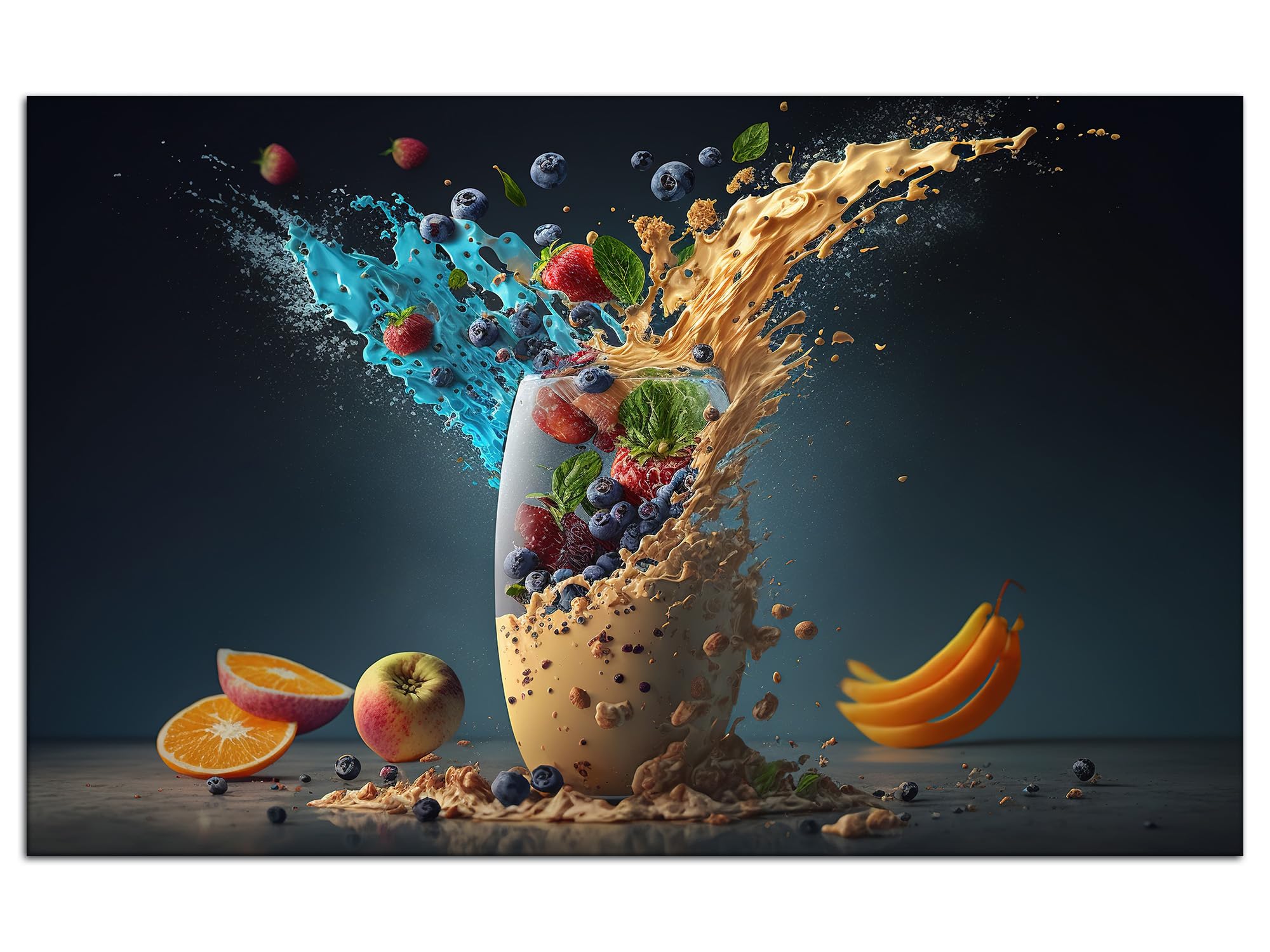 DECLINA Panoramabild Früchte Motiv – Kunstdruck Auf Echter Leinwand, 60x30 Cm, Perfekt Für Küche & Wohnzimmer
