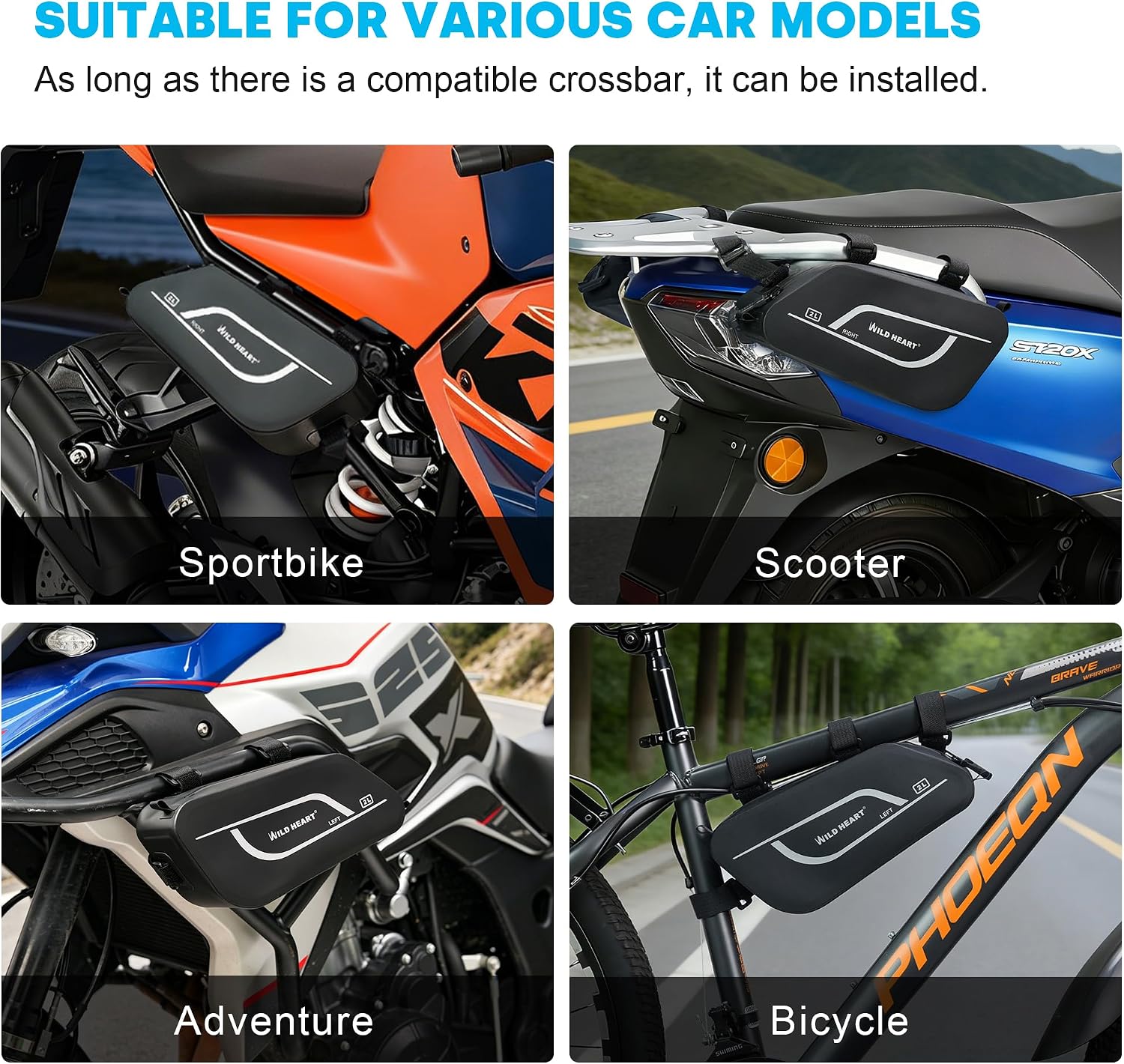 WILD HEART Motorcycle Waterproof Tool Bag With Airtight Zipper Compatible Motorbike Dity Bike Motor Accessories (Left)