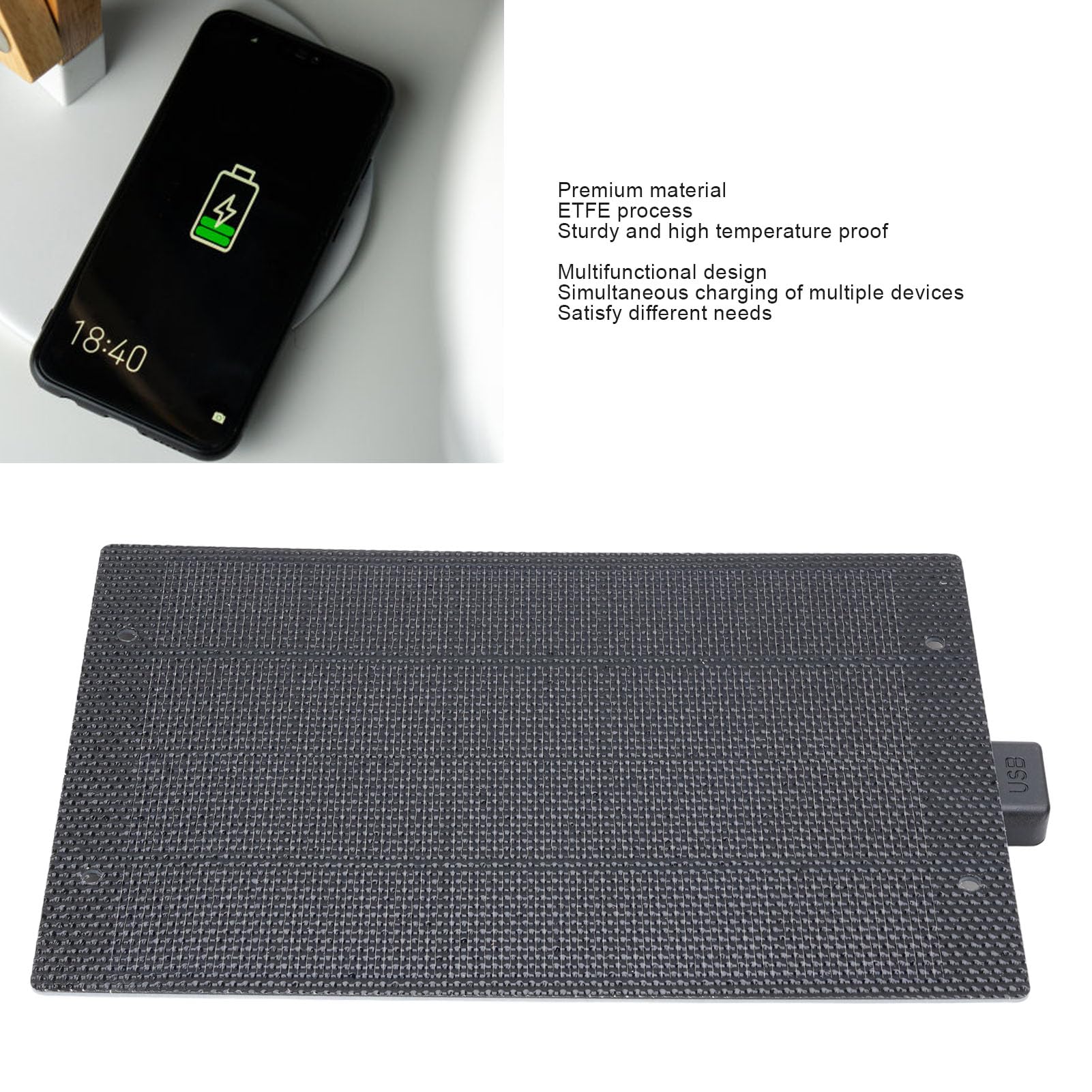 Solar Panel Kit 7W 5V, ETFE Solar Panel Kit, Monocrystalline Solar Charger for Mobile Phones for Boat Car RV Motorcycle Marine Automotive