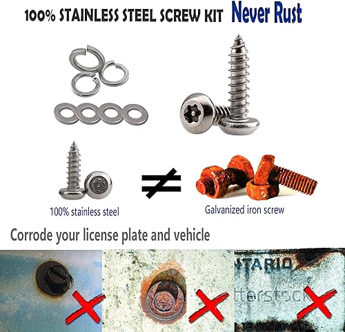 Miniatura 9 de Aootf Tornillos antirrobo para placa de matrícula, de acero inoxidable, resistentes a manipulaciones, tornillos de roscado de seguridad, 8 unidades