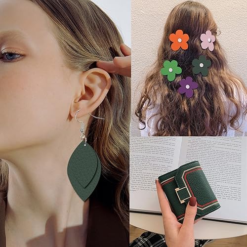 Miniatura 6 de Hojas de piel sintética de color sólido con textura de lichi, 13.8 x 53 pulgadas, rollo de piel sintética suave muy adecuado para hacer