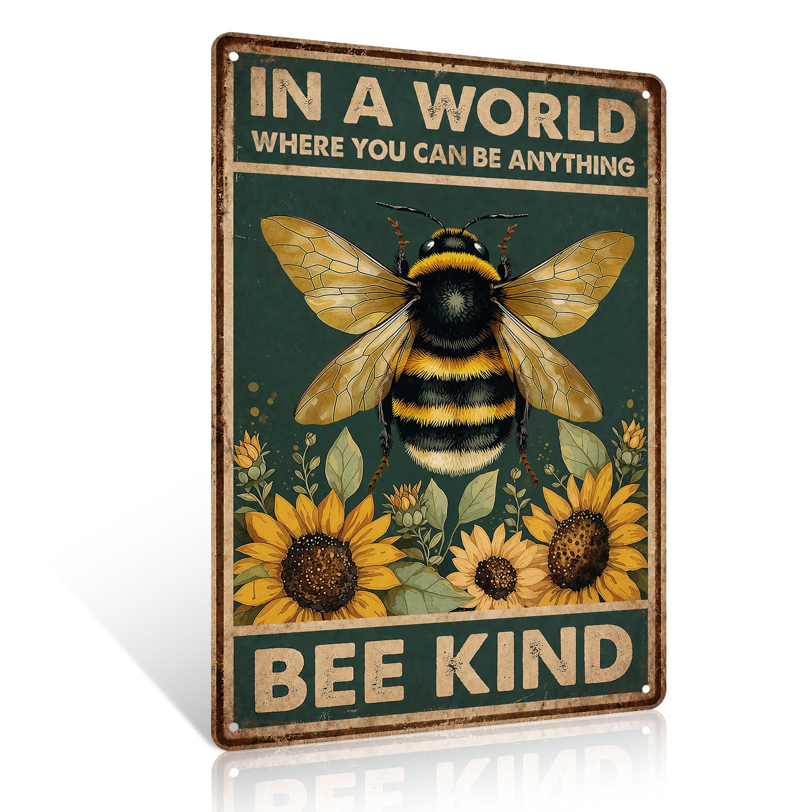 Ulord Bee A World Where You Can Be Anything Be Kind Bee Funny Metal Signs 8X12 Inch Be Kind Inspirational Quotes Wall Art
