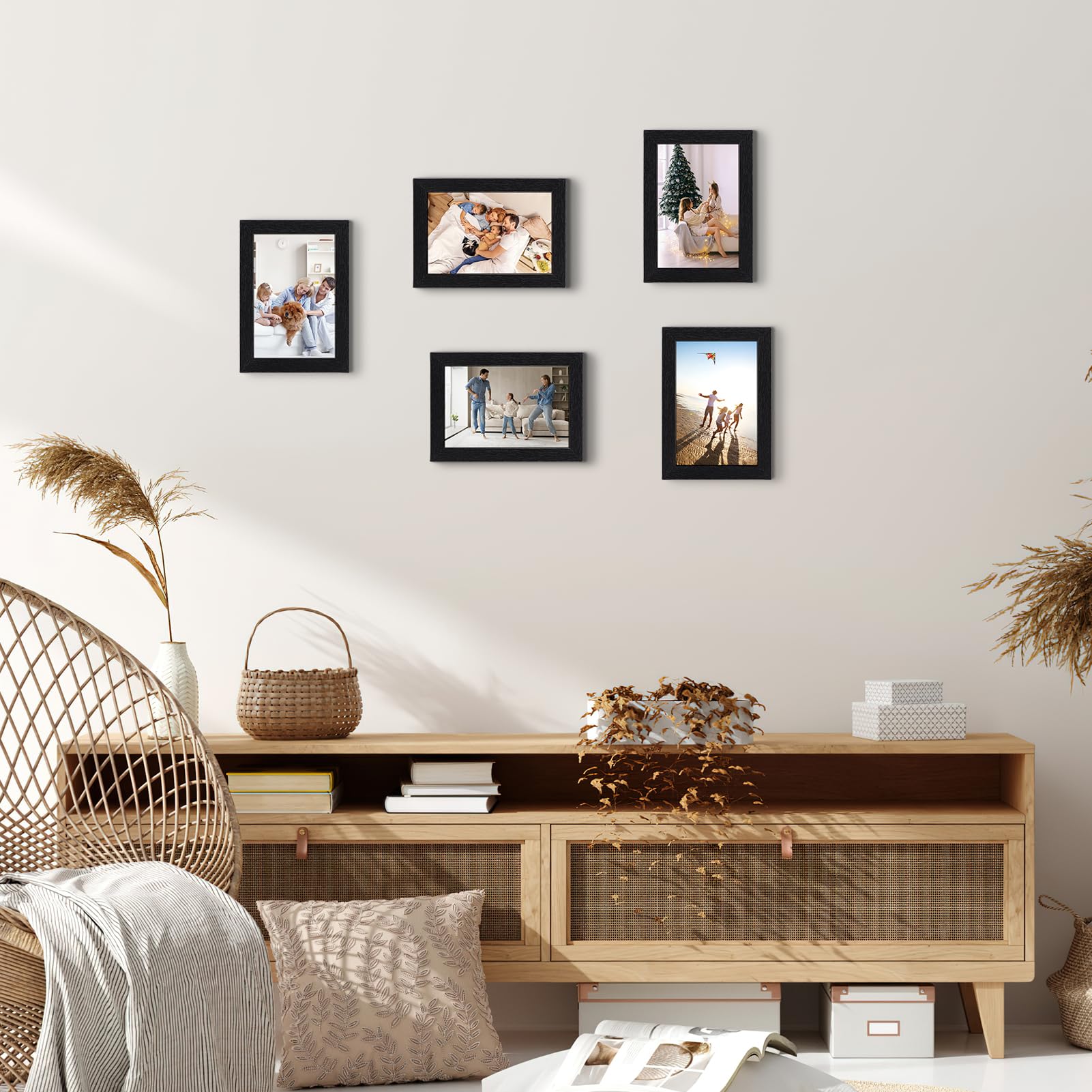 HORLIMER Cadre Photo 10x15 Lot de 15, Cadre Photo Noir en MDF pour montage mural ou pose sur la table, pour Chambre Bureau Salon et Gallerie