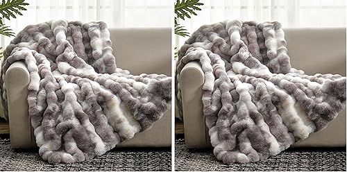 Miniatura 36 de Cozy Bliss Manta de Tiro de Piel Sintética para Sofá, Manta de Felpa Suave Difusa y Gruesa de Burbujas para Sofá Dormitorio Sala de Estar, 50 * 60