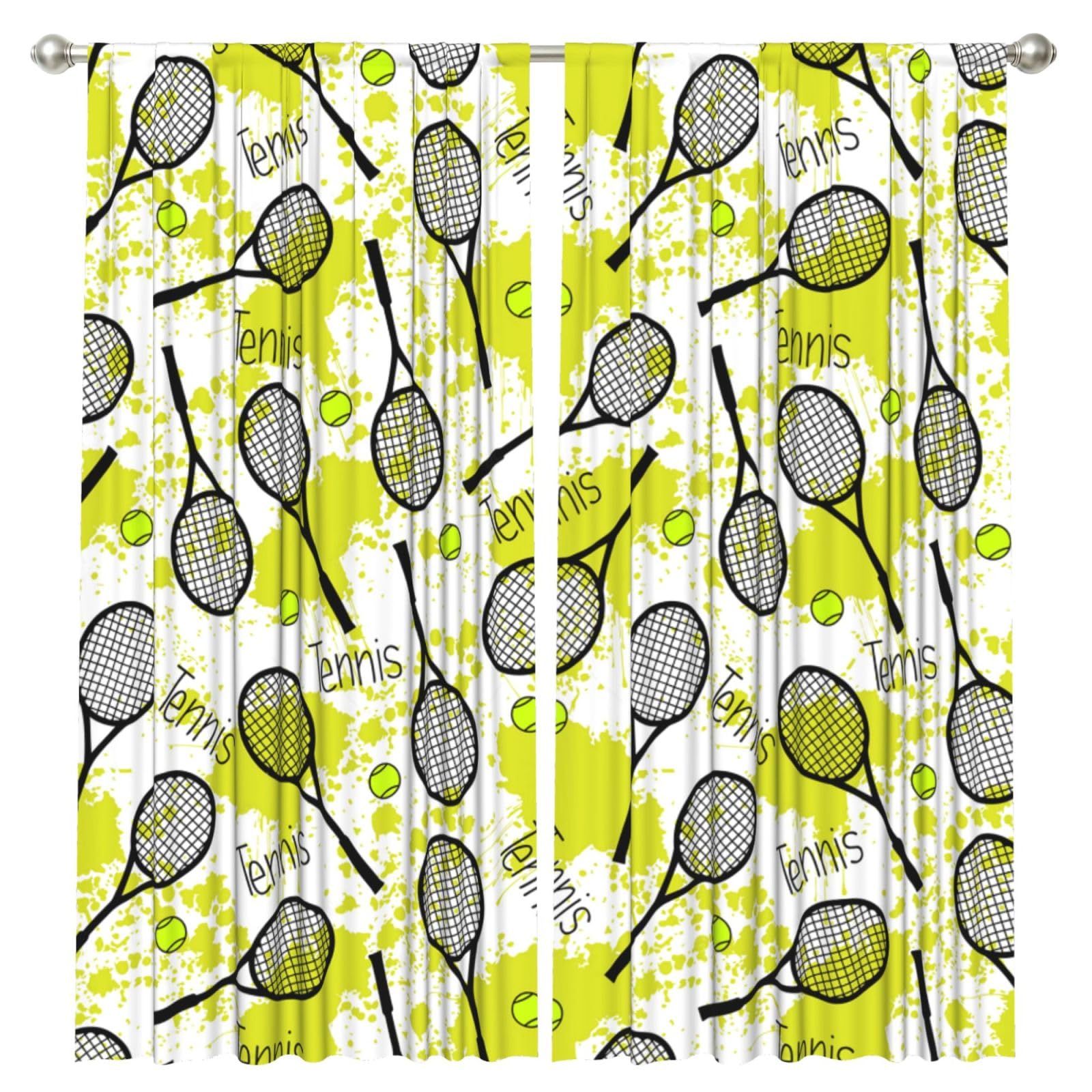 InOmak Tennis Racket, 2 Panels Window Curtains 52 x 84 Inch Blackout Curtains for Living Room Bedroom