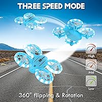 Vista 4 de Mini dron para principiantes, colorido dron LED RC, cuadricóptero RC con modo sin cabeza, 360 giros, retención de altitud, modo de 3 velocidades