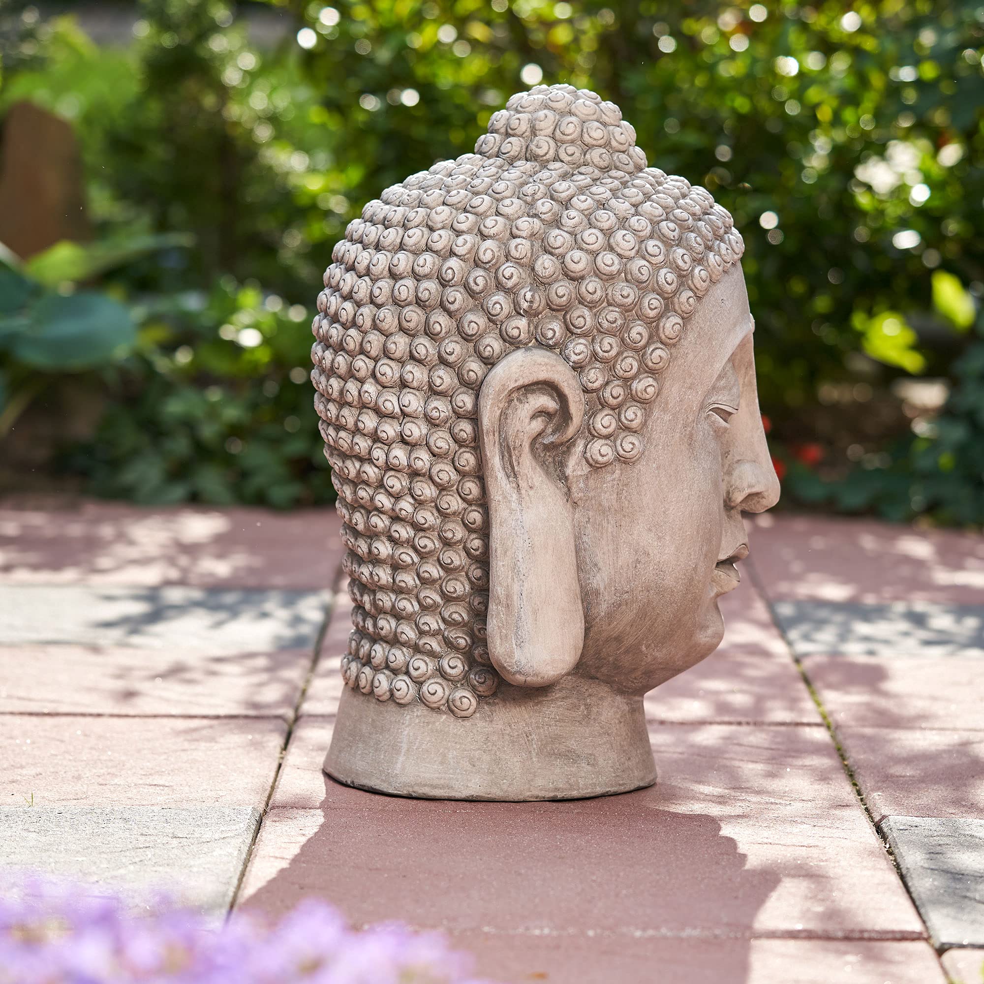 Worldconnection Riesiger 50cm Buddha Kopf sehr stabil, Stein-Look,Skulptur Bali Garten Höhe ca.50cm Feng Shui Gartendeko