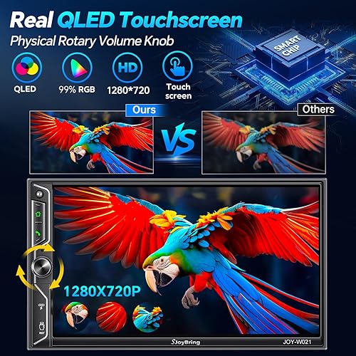 Miniatura 8 de QLED - Estéreo de auto de doble DIN con Apple CarPlay inalámbrico y Android Auto, audio 4.2-Ch 2 salidas de subwoofer, cámara de respaldo,