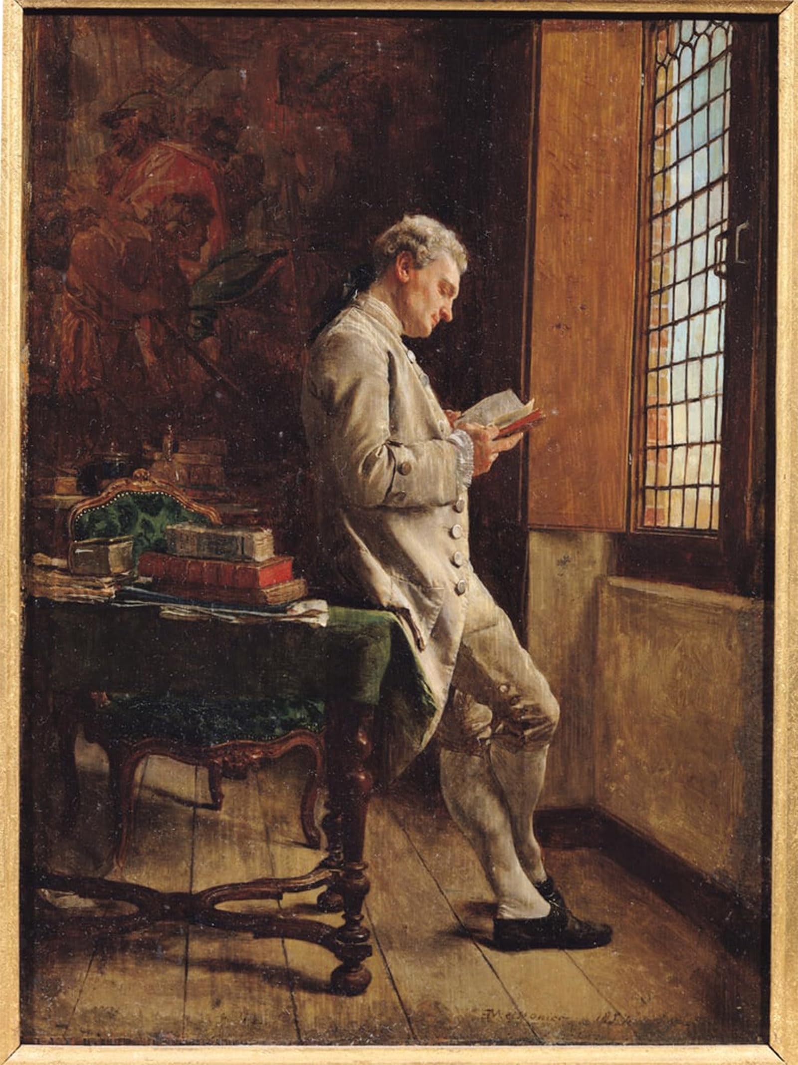POSTERIIk Famous Animal Posters Vintage Picture the Reader in White by Jean Louis Ernest Meissonier Modern Wall Decor for Home Decor 60x90cm