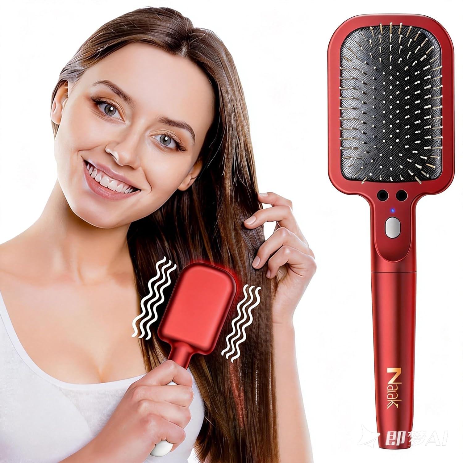 Vibrating Scalp Massager Brush with Negative Ions,Gift for Mother's Day,Grandmother,Detangling Hair Brush for Wet & Dry Use,Growth, Scalp Stimulator for Relaxation & Frizz Control (Red)