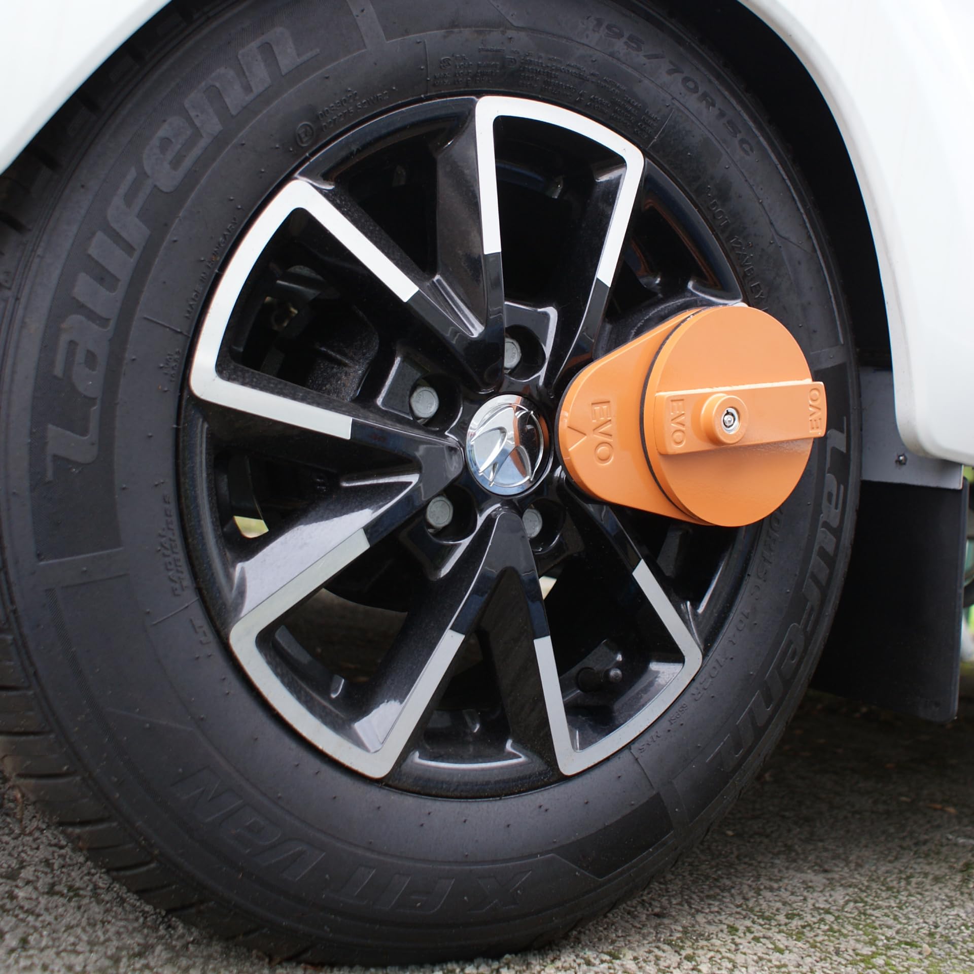 EVO - Bloccaruota per auto, roulotte e rimorchio, antifurto compatto, con serratura a chiave, regolabile e resistente alle intemperie, 3 chiavi