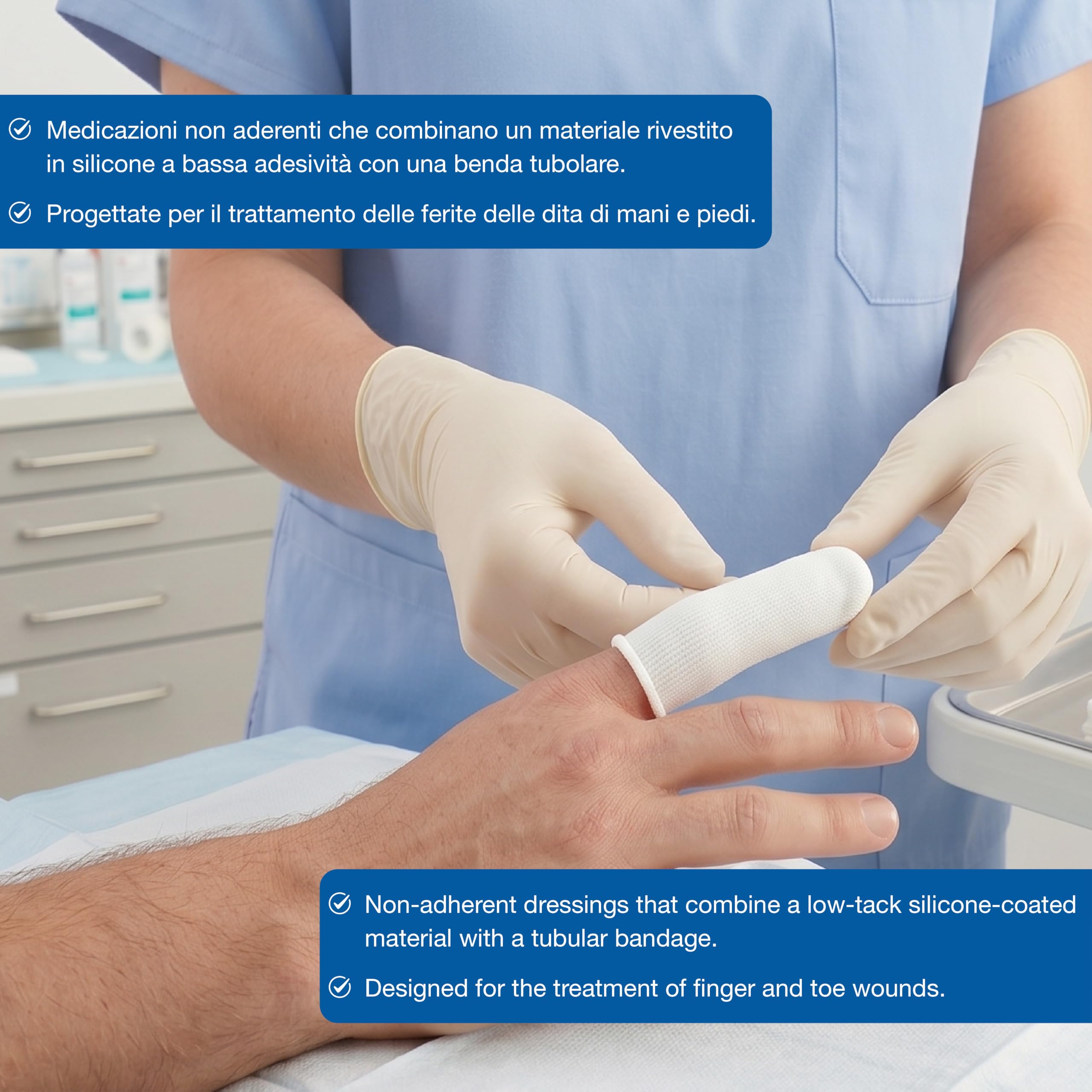 3M - Adaptic digit medicazione non aderente sterile per dita mani misura media, confezione da 10 pezzi, MAD013