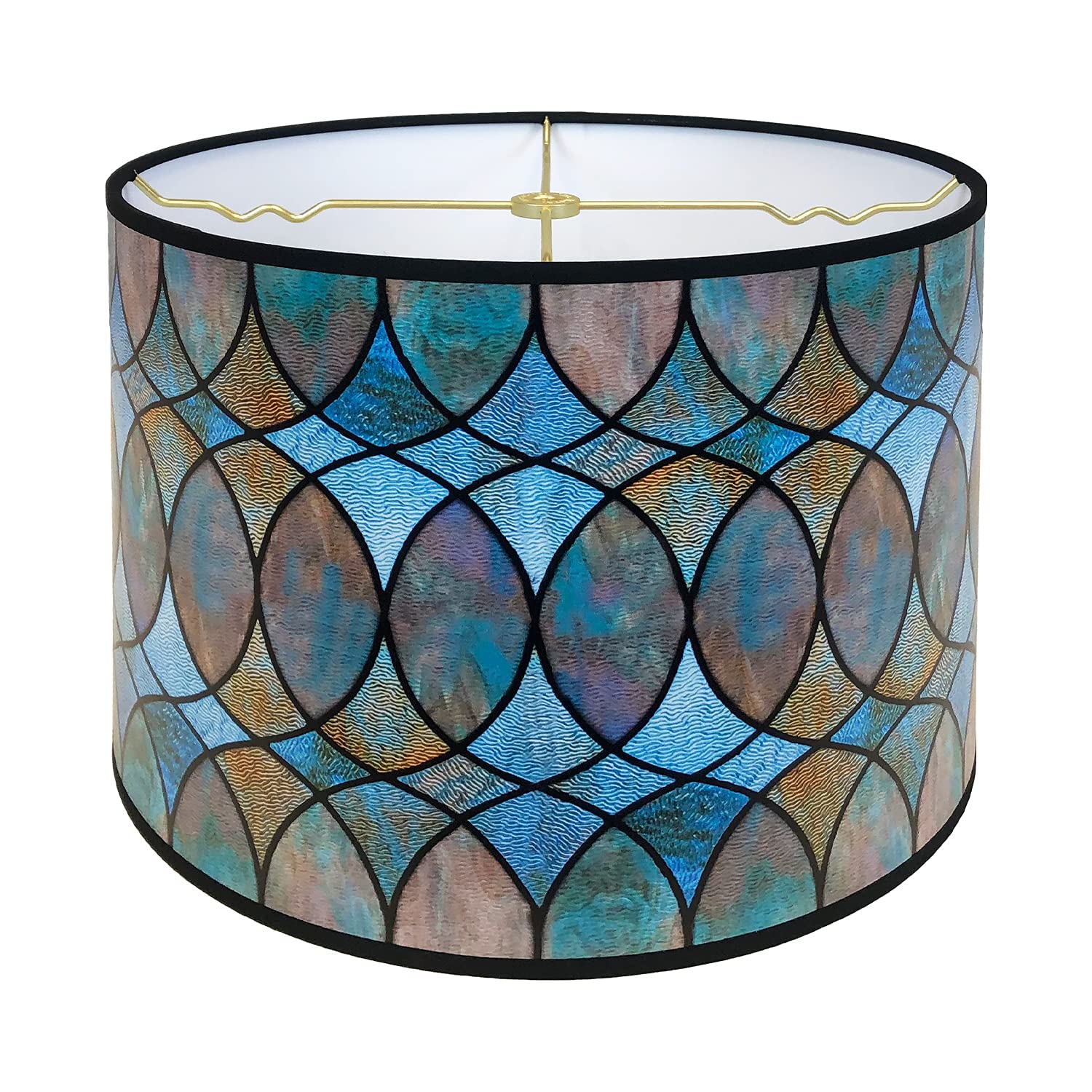 Royal Designs, Inc. Trendy Decorative Handmade Drum Shade, Made in USA, 14in, HBCN-8041-14, Cool Hues