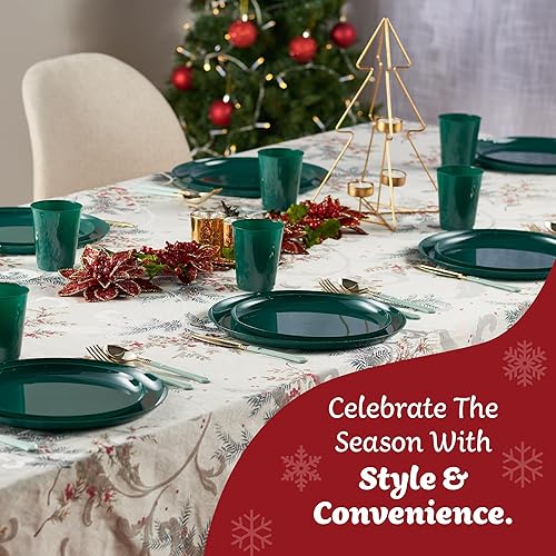 Miniatura 4 de PLASTICPRO El juego de 20 platos combinados incluye platos de 10-6.3 pulgadas y platos de 10-8.6 pulgadas, plástico blanco con diseño de flor dorada