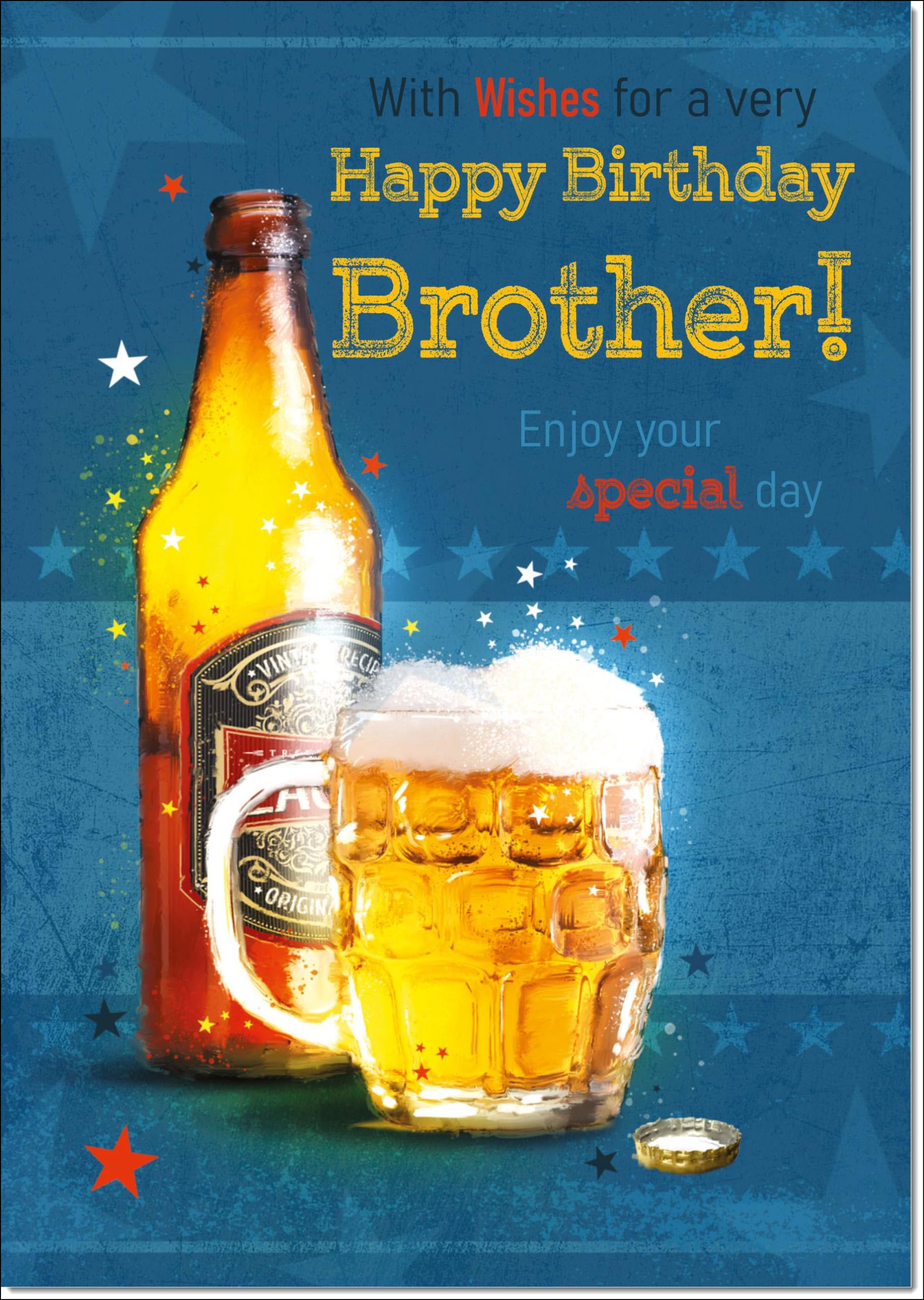 doodlecards Brother Birthday Card Beer Bottle Large A4 Size with Plain Envelope — image 1