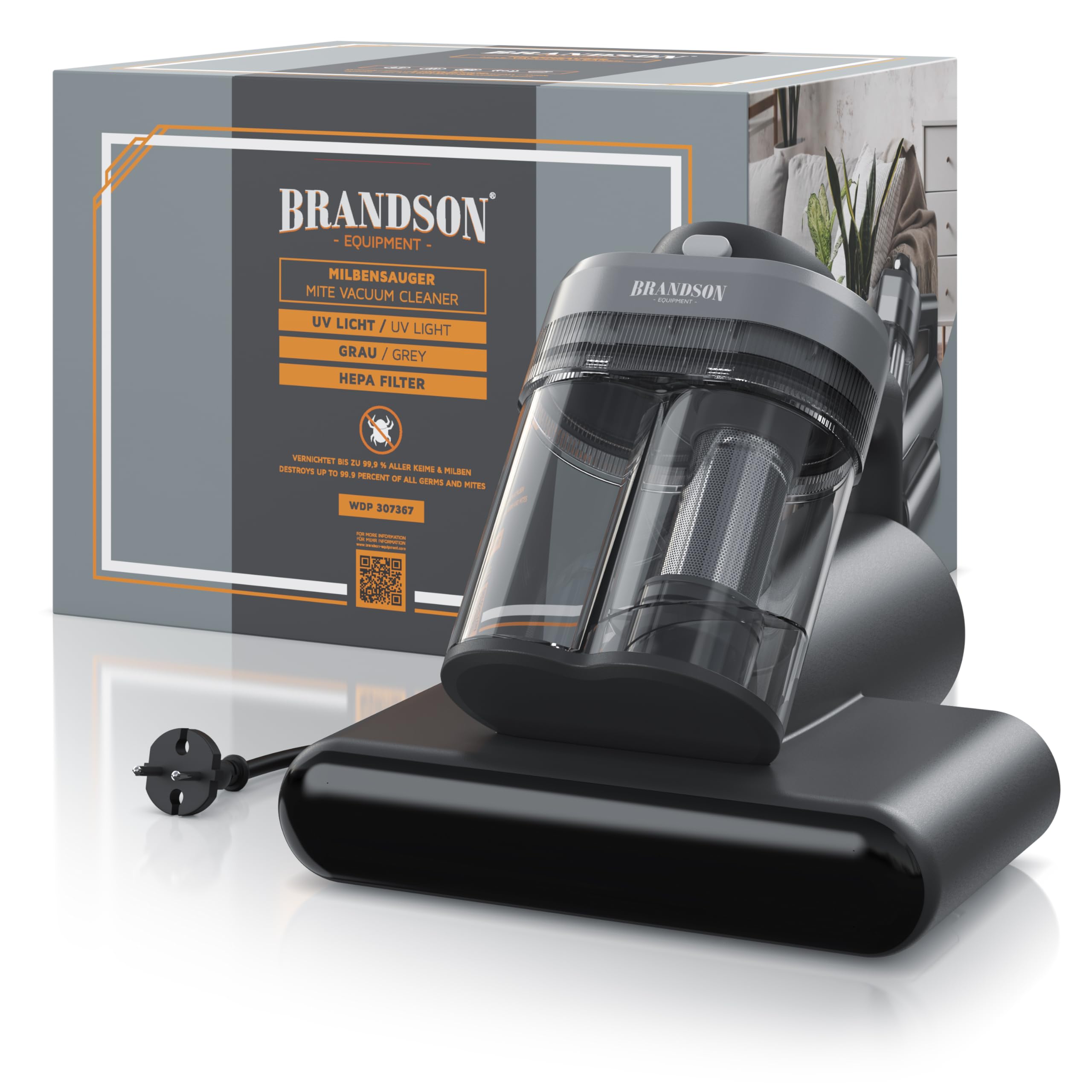Brandson Milbensauger mit UV-C Licht Hepa Filter Bürstenwalze Matratzenreiniger