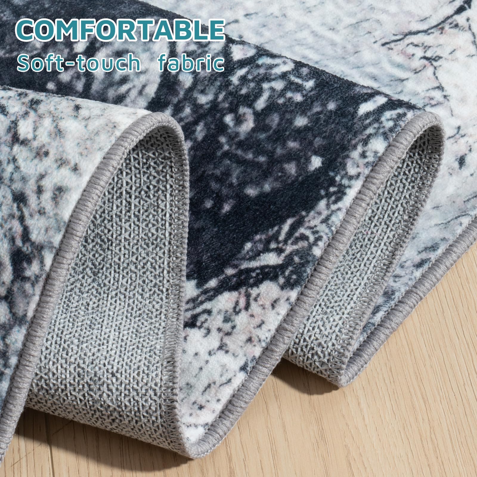 Vamcheer Tappeto Salotto Moderno Lavabile - Tappeto Soggiorno antiscivolo,Camera da Letto Pelo Corto, Tappeti Grande Sala da pranzo, ufficio, corridoio,160x230cm Bluo/Oro