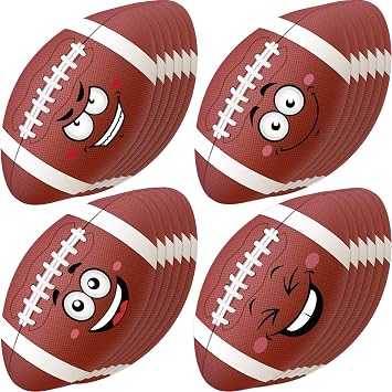 32 Pcs Football Cutouts Football Bulletin Board Decorations with Cute Faces and Adhesive Dots Waterproof Football Cut out Stickers for Football Party Decor Supplies, 7.87 x 4.65 Inch