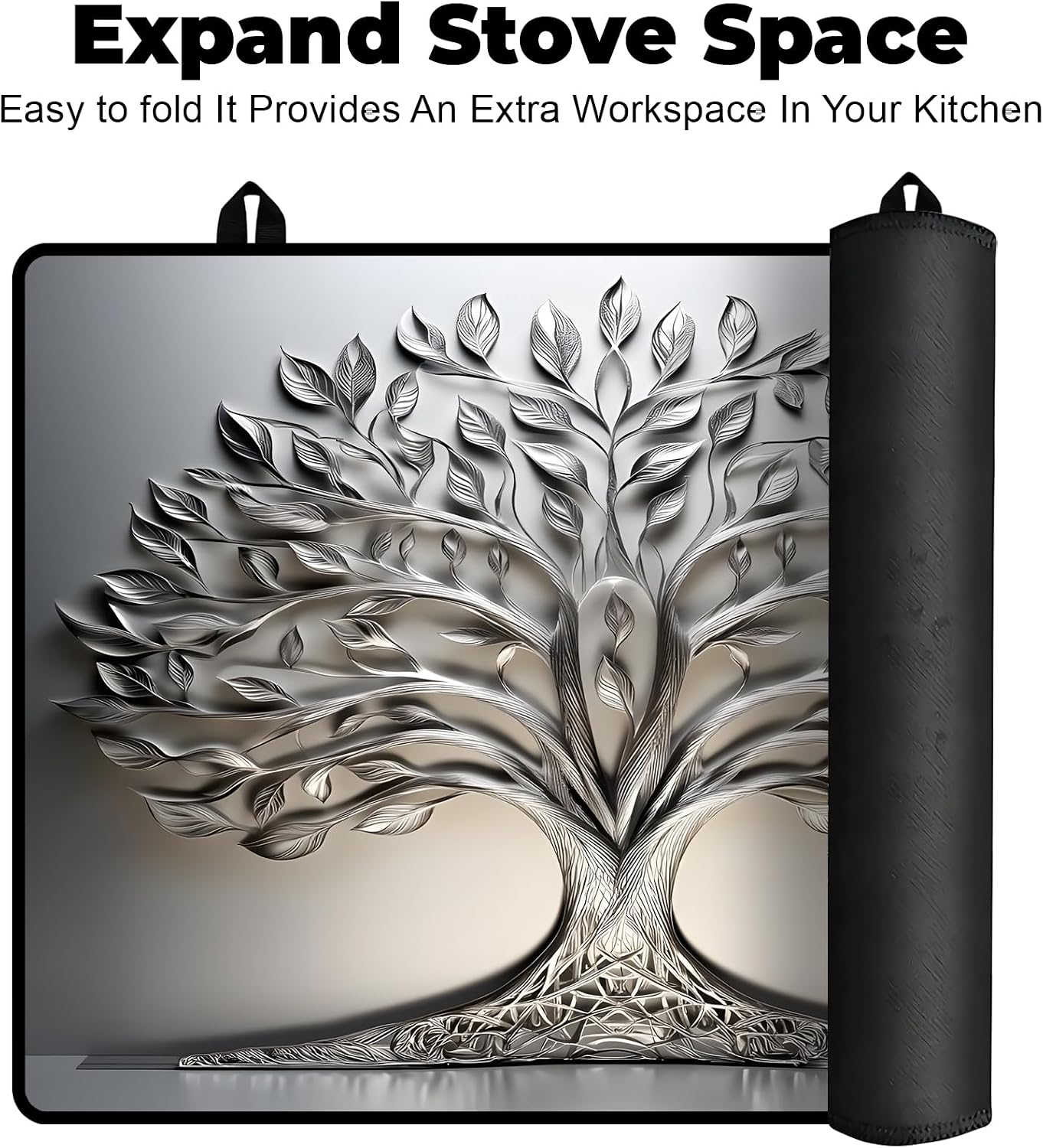 Silicone Glass Stove Top Cover- Mat for Electric Stove Protector with Anti-Slip Rubber Coating XL Dish Drying Mats Scratch-Resistant (Lotus Leaf, 30" x 21")