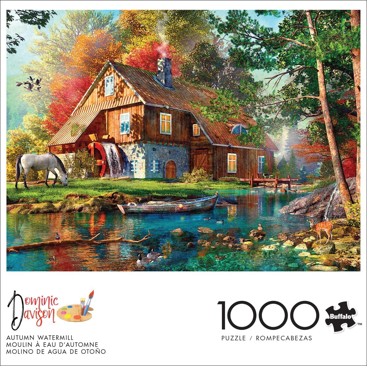 Buffalo Games – Dominic Davison - Autumn Windmill - 1000 Piece Fall Jigsaw Puzzle - Festive Puzzle for Adults – Precision-Cut Pieces, Halloween Artwork and Hours of Relaxing Fun
