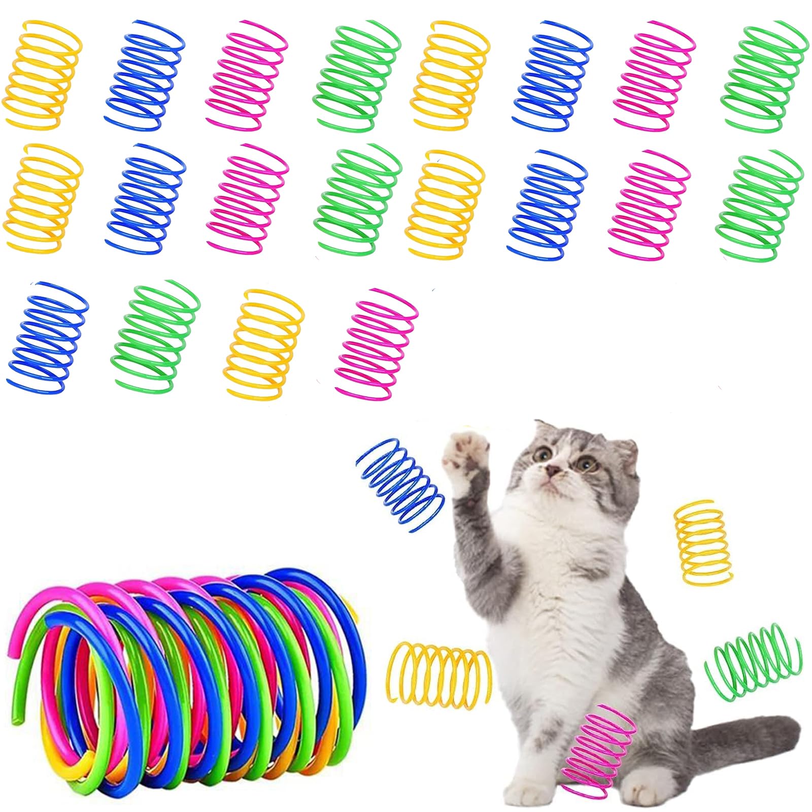Zytiqt 20 Pcs Cat Toys, Colorful Plastic Spring Toy for Cats, Interactive Spiral Springs for Kitten Play, Durable Coils for Indoor Entertainment, Size 5 cm/1.97in-image-25